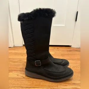 Merrell Tremblant Ezra Tall Waterproof Boots Size 7.5 Leather Faux Fur black