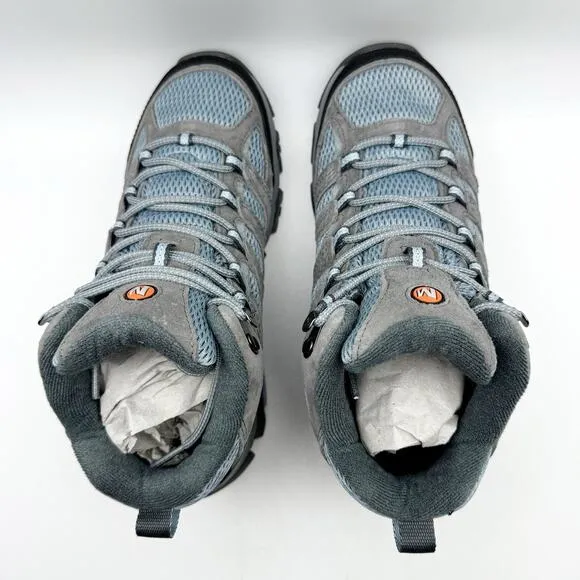 Merrell Womens Moab 3 Mid Hiking Boots US 7.5 Wide EU 38 Blue Waterproof NIB
