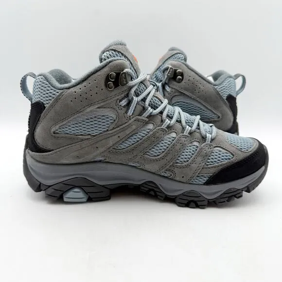 Merrell Womens Moab 3 Mid Hiking Boots US 7.5 Wide EU 38 Blue Waterproof NIB
