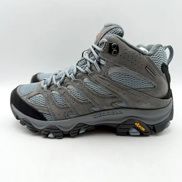 Merrell Womens Moab 3 Mid Hiking Boots US 7.5 Wide EU 38 Blue Waterproof NIB