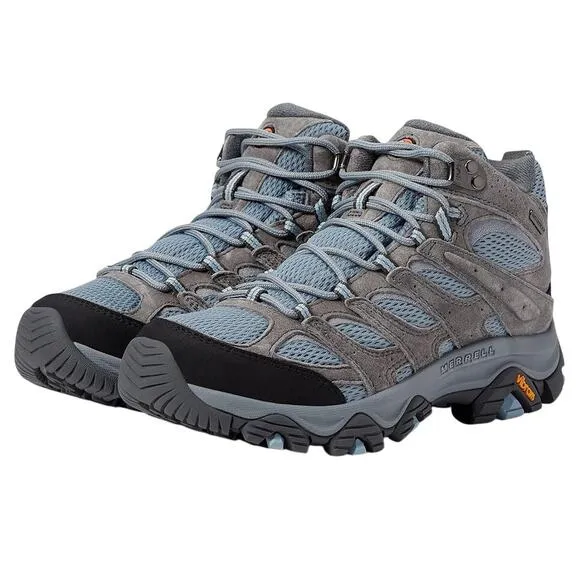 Merrell Womens Moab 3 Mid Hiking Boots US 7.5 Wide EU 38 Blue Waterproof NIB