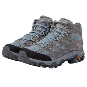 Merrell Womens Moab 3 Mid Hiking Boots US 7.5 Wide EU 38 Blue Waterproof NIB