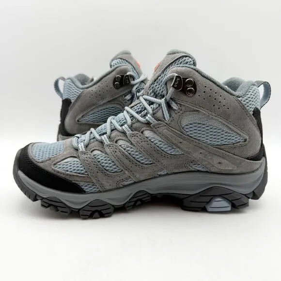Merrell Womens Moab 3 Mid Hiking Boots US 7.5 Wide EU 38 Blue Waterproof NIB