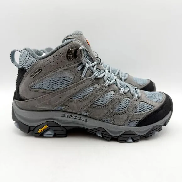 Merrell Womens Moab 3 Mid Hiking Boots US 7.5 Wide EU 38 Blue Waterproof NIB