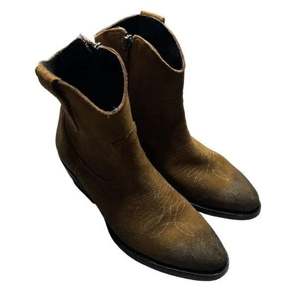 Mezcalero Women’s Brown Suede Western/Cowgirl Zip Up Ankle Boots Size 36 (6)