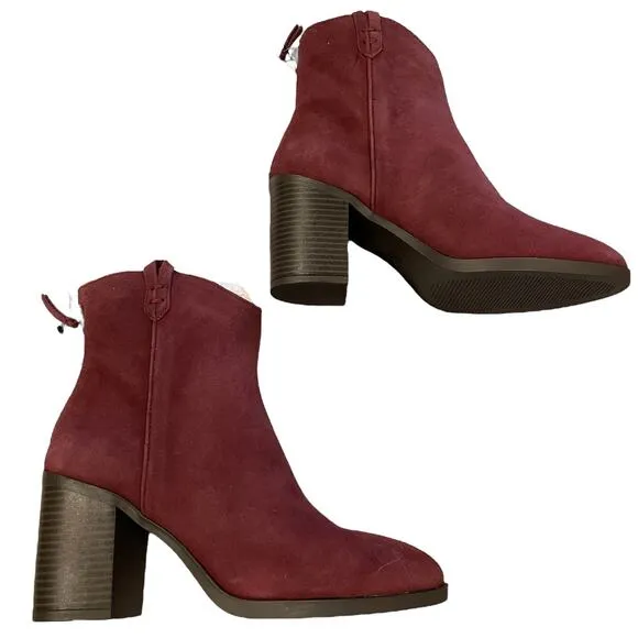 Mia Red Burgundy Rhys 8 Bootie Boot Zipper Block Heel Fall Autumn Boho
