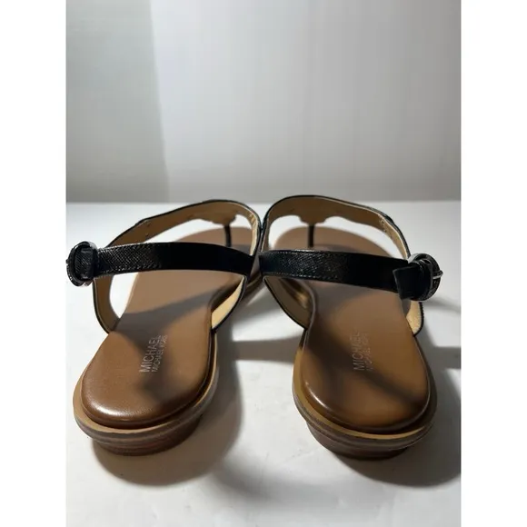 Michael Kors Black and Brown T-Strap Sandals