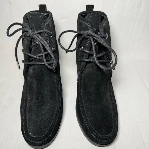 Michael Kors | Black Suede Lace-Up Wedge Ankle Bootie | Size 6.5