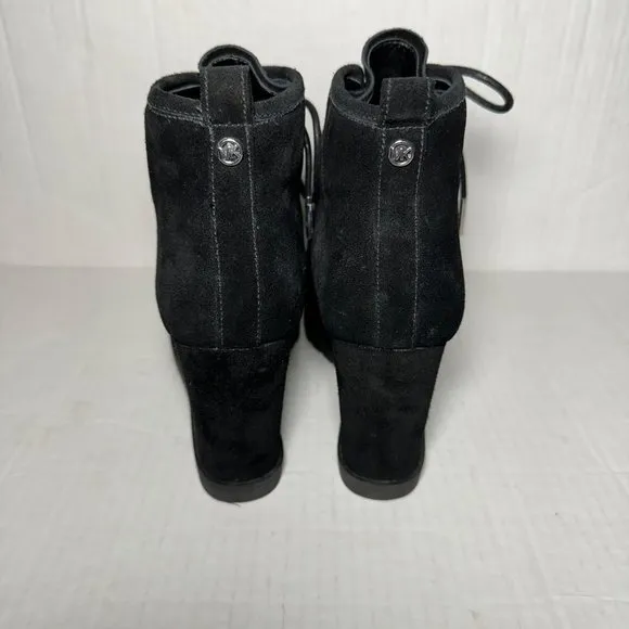 Michael Kors | Black Suede Lace-Up Wedge Ankle Bootie | Size 6.5