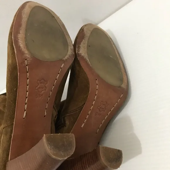 Michael Kors Boots Tall Knee-High Block High Heels Brown Suede Size 9M
