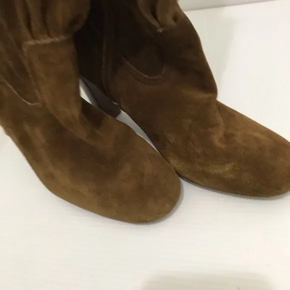 Michael Kors Boots Tall Knee-High Block High Heels Brown Suede Size 9M