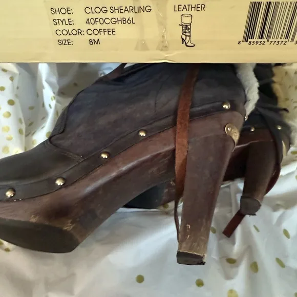 Michael Kors Clog Shearling Lined Suede Boots  - Color Coffee