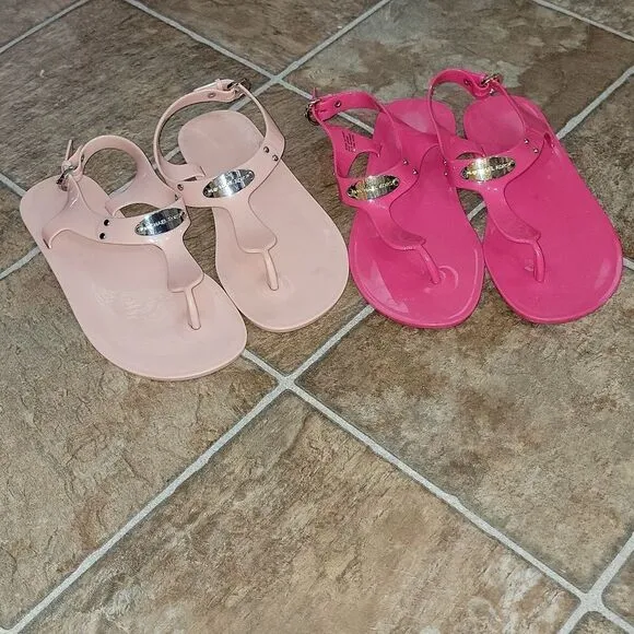 Michael Kors Jelly Lane Plate Sandals Flats Bundle Lot of 2 Pair Women Size 6