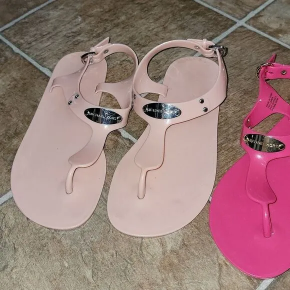 Michael Kors Jelly Lane Plate Sandals Flats Bundle Lot of 2 Pair Women Size 6