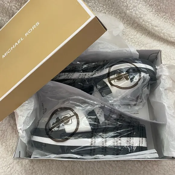 Michael Kors Kids Black and White Slide Sandals