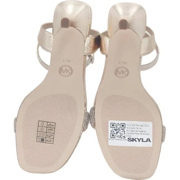 Michael Kors Rhinestoned Leather Sandals Pale Gold 8.5M