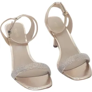Michael Kors Rhinestoned Leather Sandals Pale Gold 8.5M
