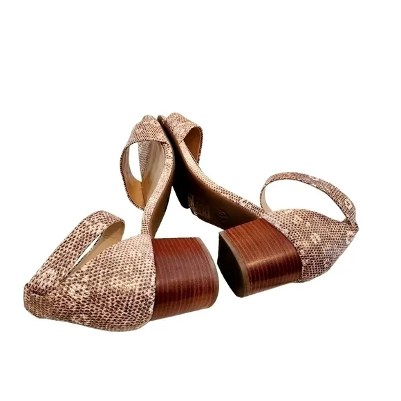 Michael Kors Serena Flex Sandals Python Snakeskin Block Heel Open Toe