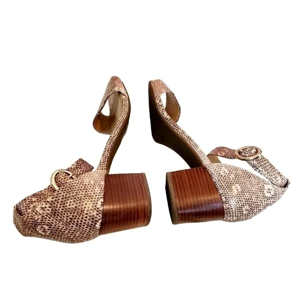 Michael Kors Serena Flex Sandals Python Snakeskin Block Heel Open Toe