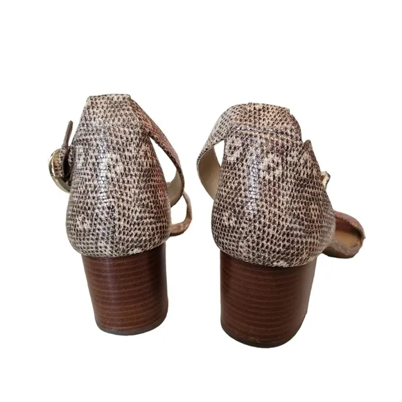 Michael Kors Serena Flex Sandals Python Snakeskin Block Heel Open Toe