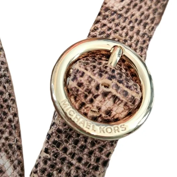 Michael Kors Serena Flex Sandals Python Snakeskin Block Heel Open Toe