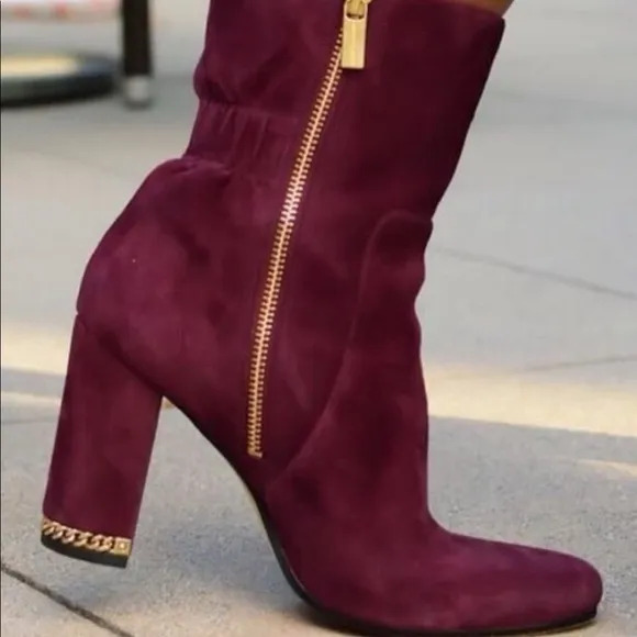 MICHAEL KORS SUEDE burgundy DOLORES BOOTS