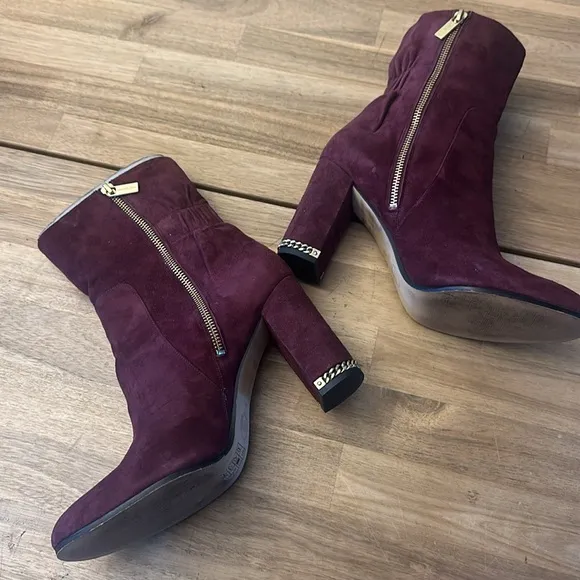 MICHAEL KORS SUEDE burgundy DOLORES BOOTS