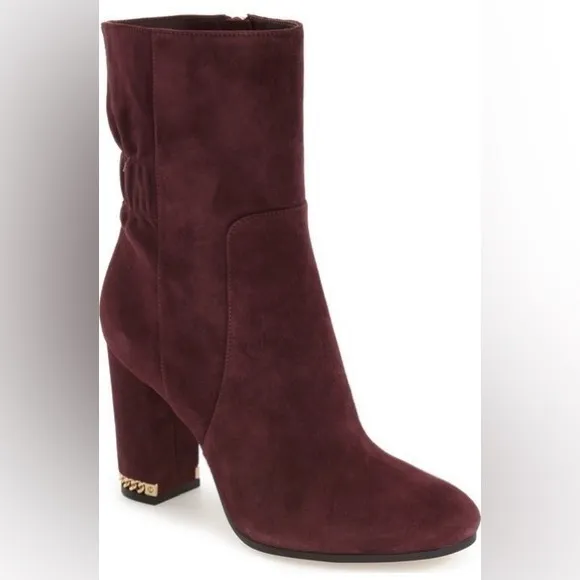 MICHAEL KORS SUEDE burgundy DOLORES BOOTS