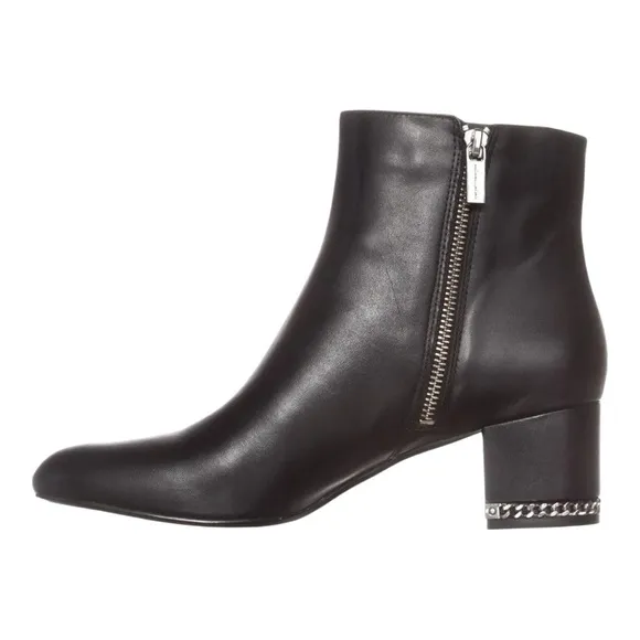 MICHAEL Michael Kors Chain-Detail Black SABRINA MID BOOTIE. Size 9.5.
