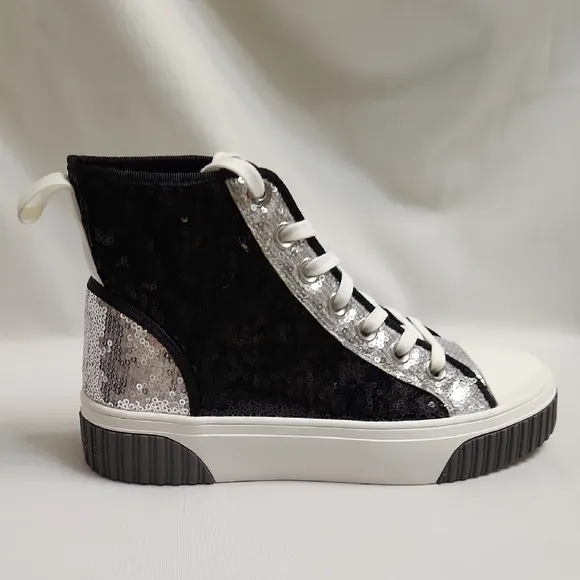 Michael Michael Kors Gertie Two-Toned  Sequined Canvas Sneakers (W Size 6)