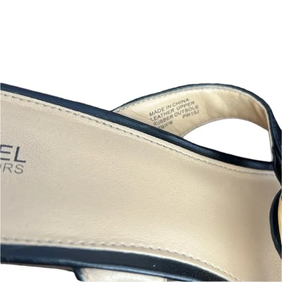 MICHAEL MICHAEL KORS Palm Beach Black Leather Patent Wedge Sandals