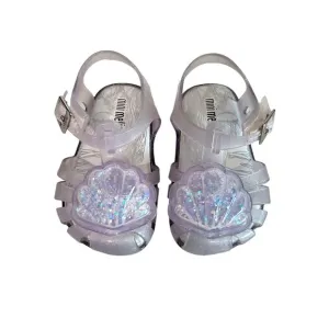 Mini Melissa Aranha XII-Clear Glass Sparkly Shell mermaid glitter water sandal 5