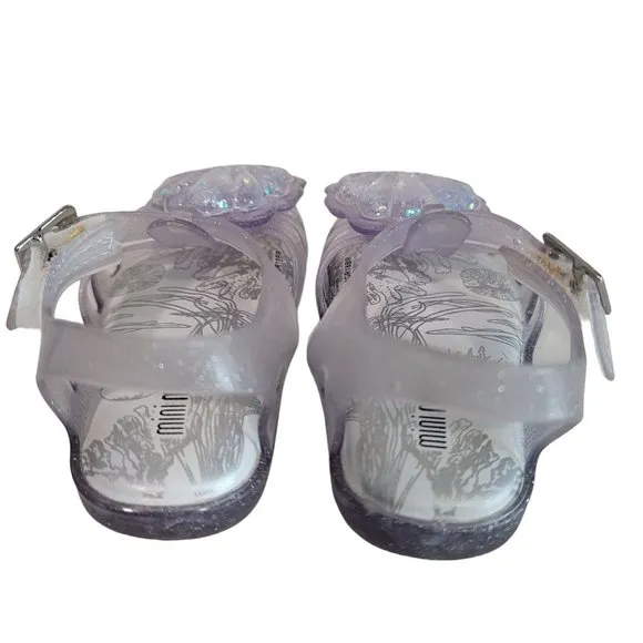 Mini Melissa Aranha XII-Clear Glass Sparkly Shell mermaid glitter water sandal 5