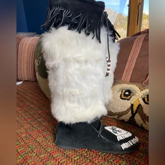 Minnetonka Suede Moccasin Tall Boots RARE