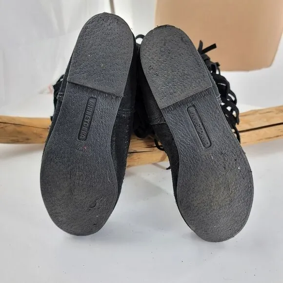 Minnetonka black fringed moccasin boots