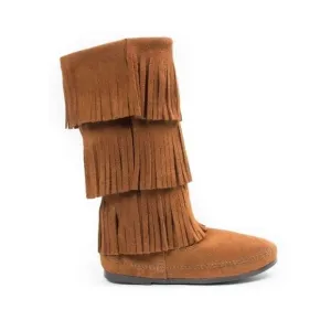 Minnetonka Brown Suede 3-Layer Fringe Boots