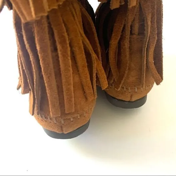 Minnetonka Brown Suede 3-Layer Fringe Boots