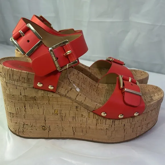 Mishka Red Platform Wedge Sandals