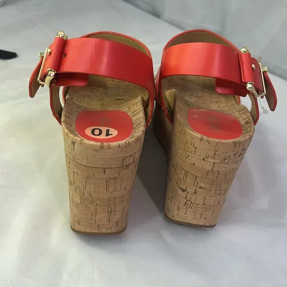 Mishka Red Platform Wedge Sandals