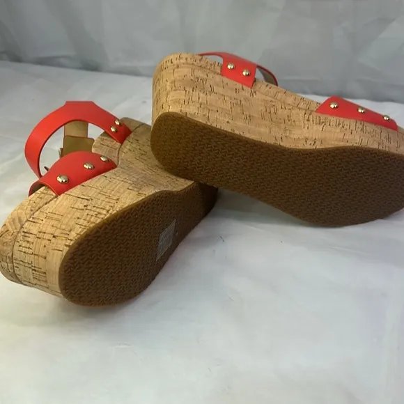 Mishka Red Platform Wedge Sandals