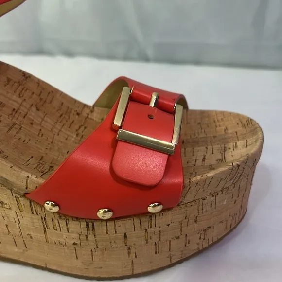 Mishka Red Platform Wedge Sandals