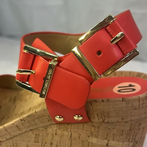 Mishka Red Platform Wedge Sandals