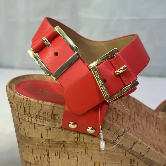 Mishka Red Platform Wedge Sandals