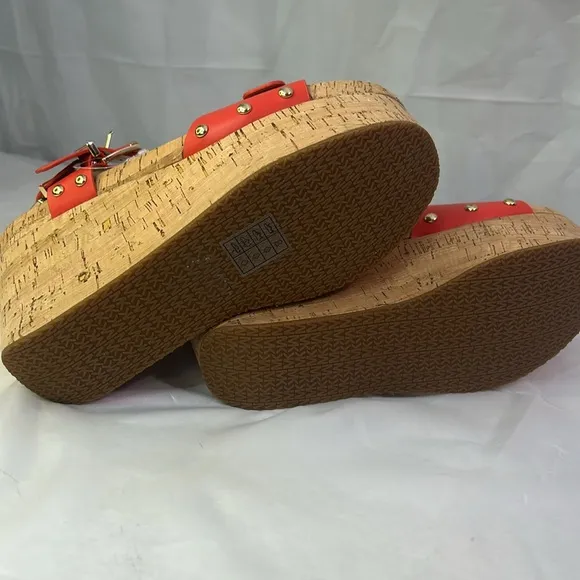 Mishka Red Platform Wedge Sandals