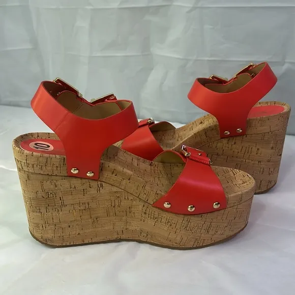 Mishka Red Platform Wedge Sandals