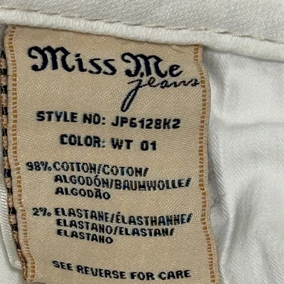 miss me jeans 27 skinny Low Rise - White