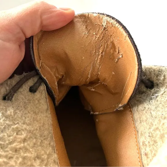 Miz Mooz Brown Genuine Leather Lace Up Fur Collar Foldover Combat Hiro Boots