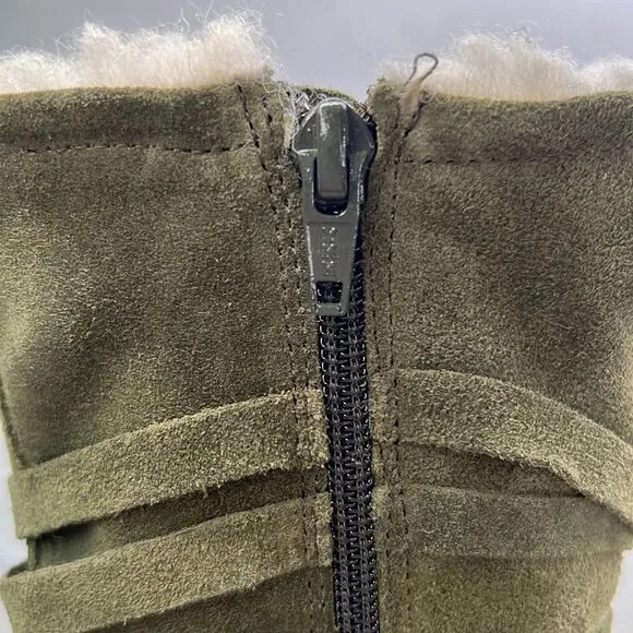 Miz Mooz Forest Green Sued Wide width Wool lined Prance ankle boots NWT