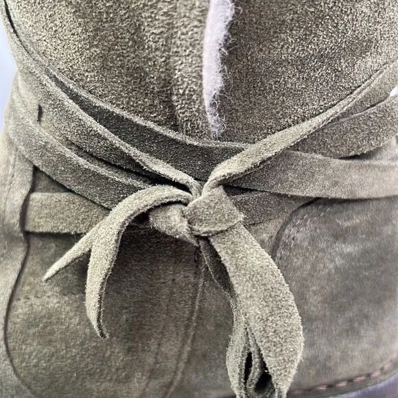 Miz Mooz Forest Green Sued Wide width Wool lined Prance ankle boots NWT