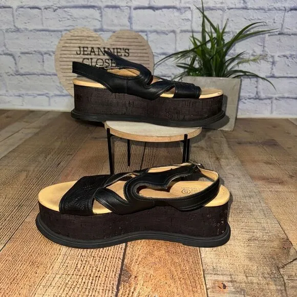 MM6 By Maison Martin Margiela black leather western flatform sandals 11
